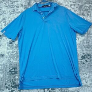 RLX Ralph Lauren Men's Large Blue Solid Polo Shirt Golf Short Sleeve Performance